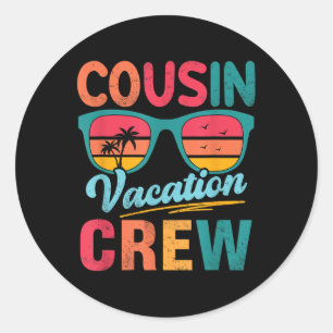 Pegatina Redonda Familia Cousin Crew Vacaciones Verano Playa Sungle