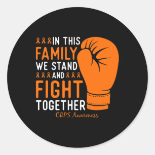 Pegatina Redonda Familia Crps Awareness Fight Support Boxing Glove