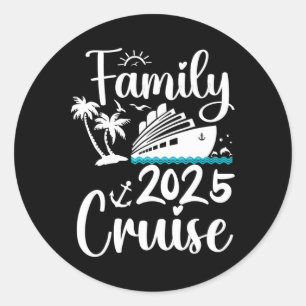 Pegatina Redonda Familia Cruise 2025 Vacaciones en Equipo Familiar 