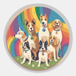 Pegatina Redonda Familia Cute Dog