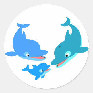 Pegatina Redonda Familia Cute Personalizado Dolphin