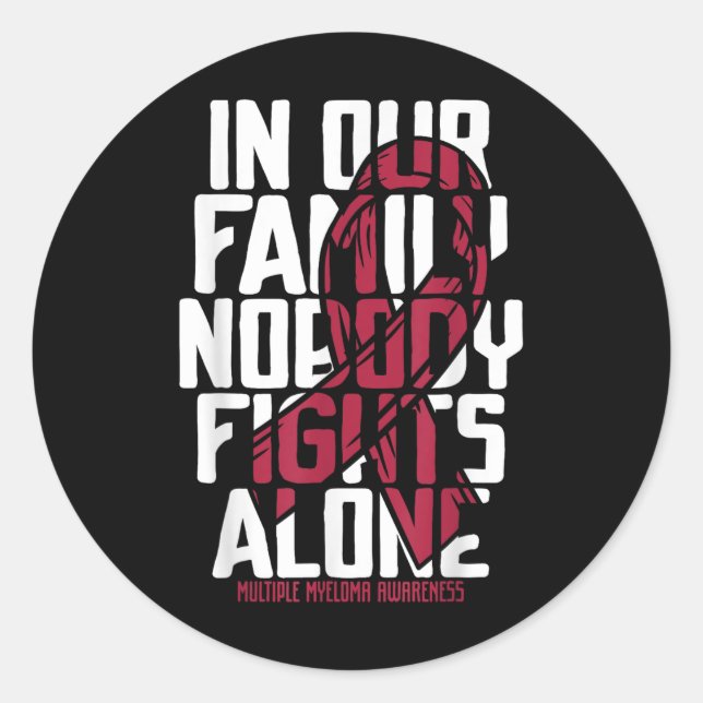 Pegatina Redonda Familia de apoyo a mieloma múltiple Mieloma A (Anverso)