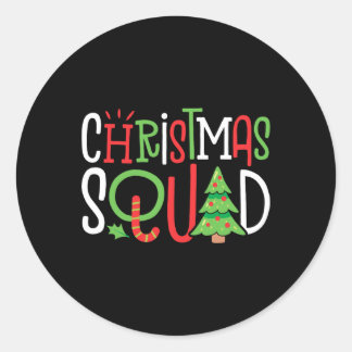 Pegatina Redonda Familia de árbol de navidad divertida navidad que 