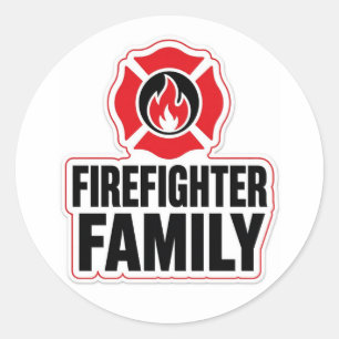 Pegatina Redonda Familia de Bomberos