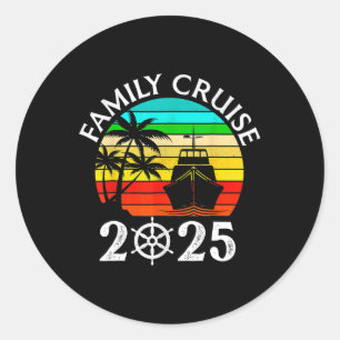 Pegatina Redonda Familia de Cruceros para Vacaciones 2025