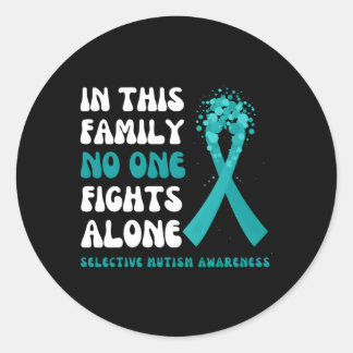 Pegatina Redonda Familia de Esperanza de Cinta Verde azulada de Con