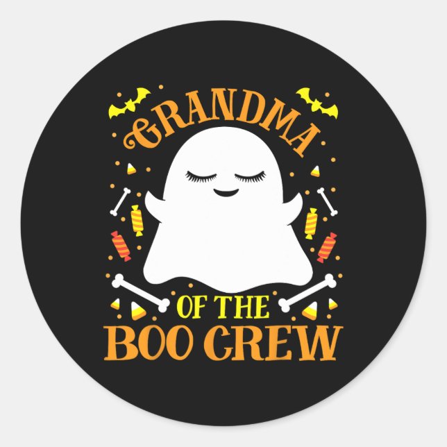 Pegatina Redonda Familia de Fantasma de la Abuela Boo Crew Set Hall (Anverso)