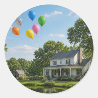 Pegatina Redonda Familia de Globos