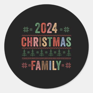 Pegatina Redonda Familia de navidades 2024 Grupo de familia coincid