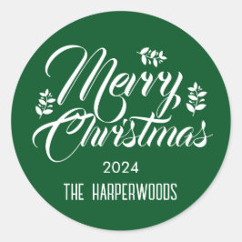 Pegatina Redonda Familia de Navidades elegantes y simples