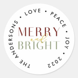 Pegatina Redonda Familia de Navidades modernos y brillantes