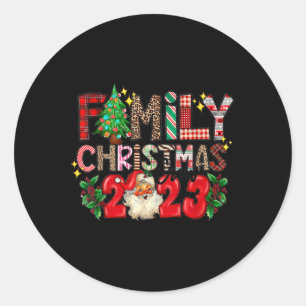 Pegatina Redonda Familia de Navidades Retro Familiares 2023