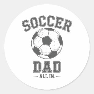 Pegatina Redonda Familia de Papá de Fútbol con Amor por el Deporte