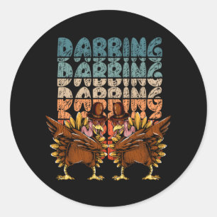 Pegatina Redonda Familia de pavo de Dabbing Niños coincidentes de A