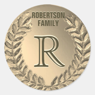 Pegatina Redonda Familia de Relieves metalizados dorados de persona