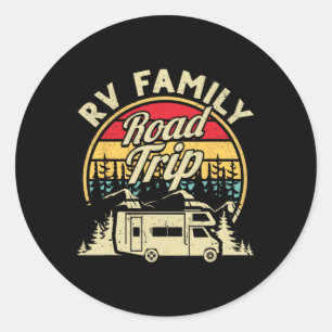 Pegatina Redonda Familia de Rv de Camping Emparentada Viaje por Car