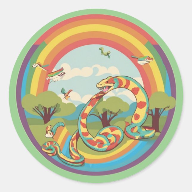 Pegatina Redonda Familia de serpientes (Anverso)