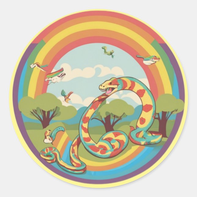 Pegatina Redonda Familia de serpientes (Anverso)
