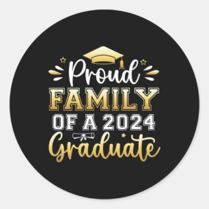 Pegatina Redonda Familia De Un Graduado Superior De 2024