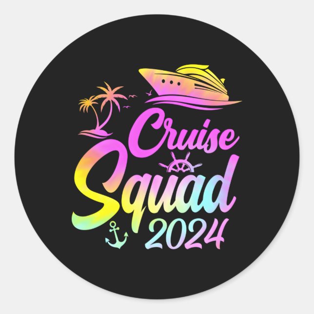 Pegatina Redonda Familia de Vacaciones Familiares de Cruise Squad 2 (Anverso)