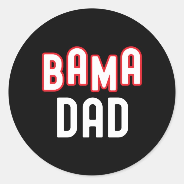 Pegatina Redonda Familia Deportiva Bama Dad Alabama Alabama Sur (Anverso)