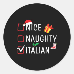 Pegatina Redonda Familia divertida y traviesa de Navidades italiano