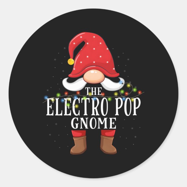 Pegatina Redonda Familia Electro Pop Gnome Pajama (Anverso)