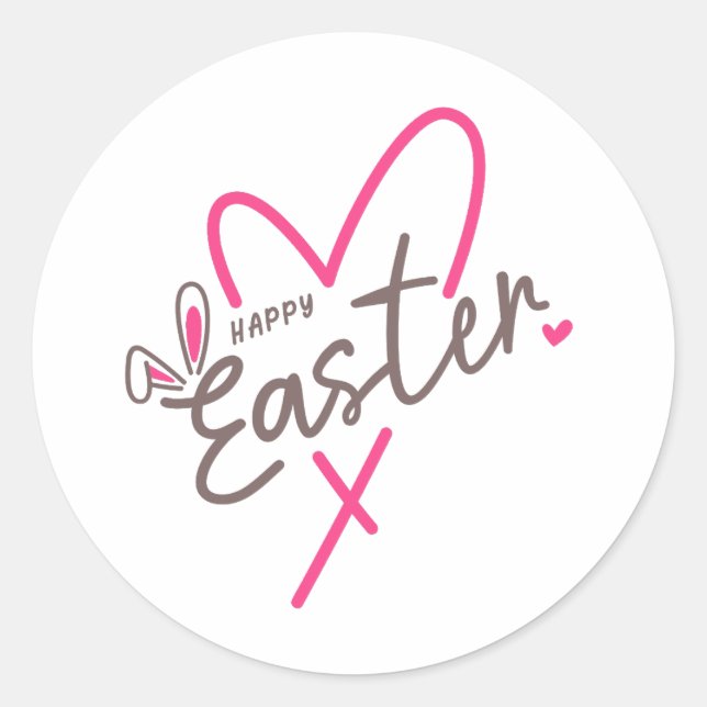 Pegatina Redonda Familia en juego Feliz Pascua (Anverso)