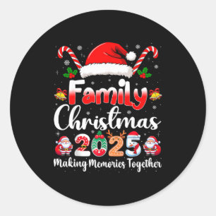 Pegatina Redonda Familia Equipo Navidad Squad 2025 Divertido Xmas C