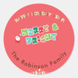 Pegatina Redonda Familia Feliz y Brillante Personalizada