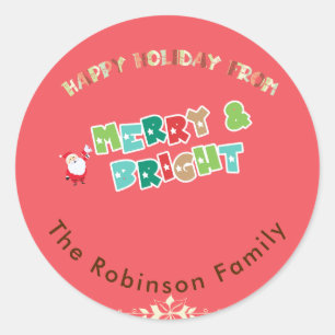 Pegatina Redonda Familia Feliz y Brillante Personalizada