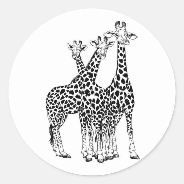 Pegatina Redonda Familia Giraffe (Anverso)