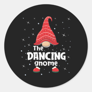 Pegatina Redonda Familia Gnome Dancing Pajama