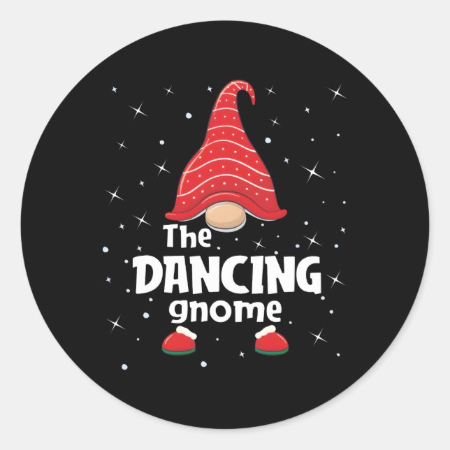 Pegatina Redonda Familia Gnome Dancing Pajama (Anverso)