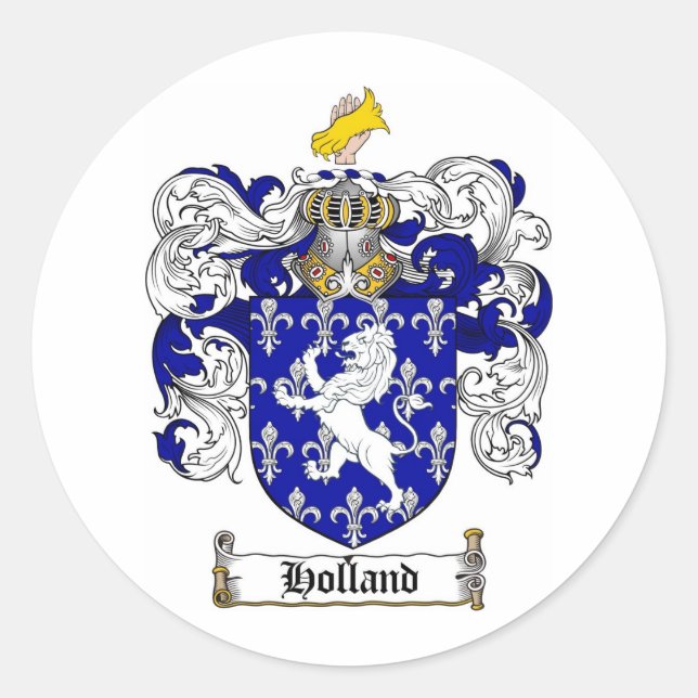 PEGATINA REDONDA FAMILIA HOLLAND CREST - ESCUDO DE ARMAS DE HOLANDA (Anverso)