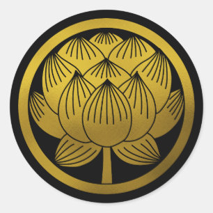 Pegatina Redonda Familia japonesa Crest-Lotus