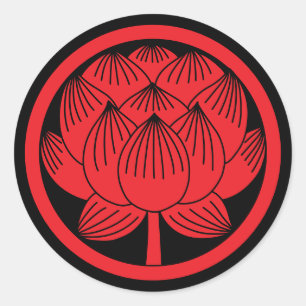Pegatina Redonda Familia japonesa Crest-Lotus