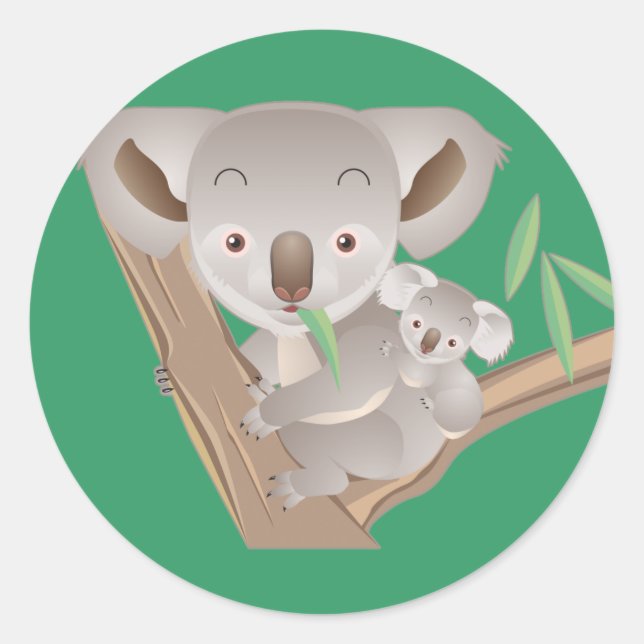 Pegatina Redonda Familia Koala (Anverso)