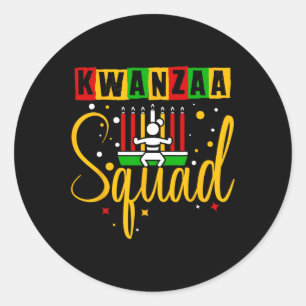 Pegatina Redonda Familia Kwanza Squad Navidades afroamericanos feli