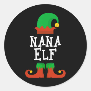 Pegatina Redonda Familia Los Navidades De Nana Elf Que Coinciden Co