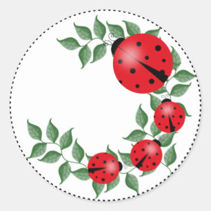 Pegatina Redonda Familia Lucky Lady Bug