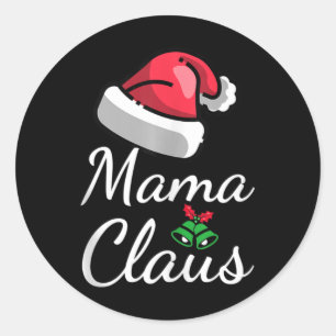 Pegatina Redonda Familia Mama Claus Navidades coincidentes Pajama X
