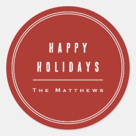 Pegatina Redonda Familia minimalista Roja Moderna