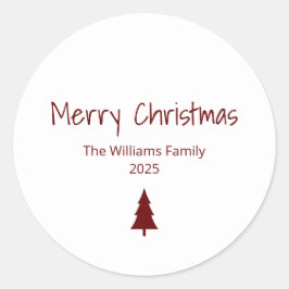 Pegatina Redonda Familia moderna árbol de Navidad boho simple boho