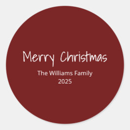 Pegatina Redonda Familia moderna Navidades simples Boho Rojo