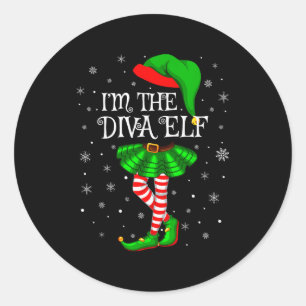 Pegatina Redonda Familia Mujeres Niñas coincidentes Soy La Diva Elf