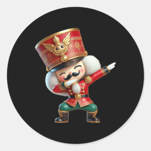 Pegatina Redonda Familia Navidad Dabbing Cascanueces Navidad Niña