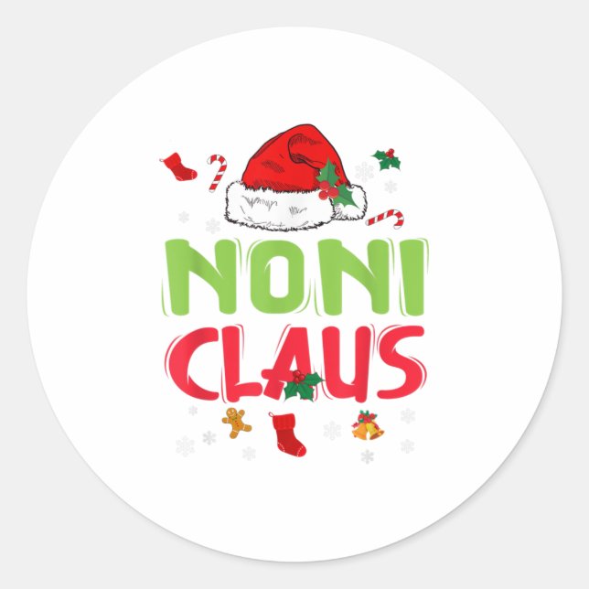 Pegatina Redonda Familia Navidades Noni Claus coincidiendo con Pa (Anverso)