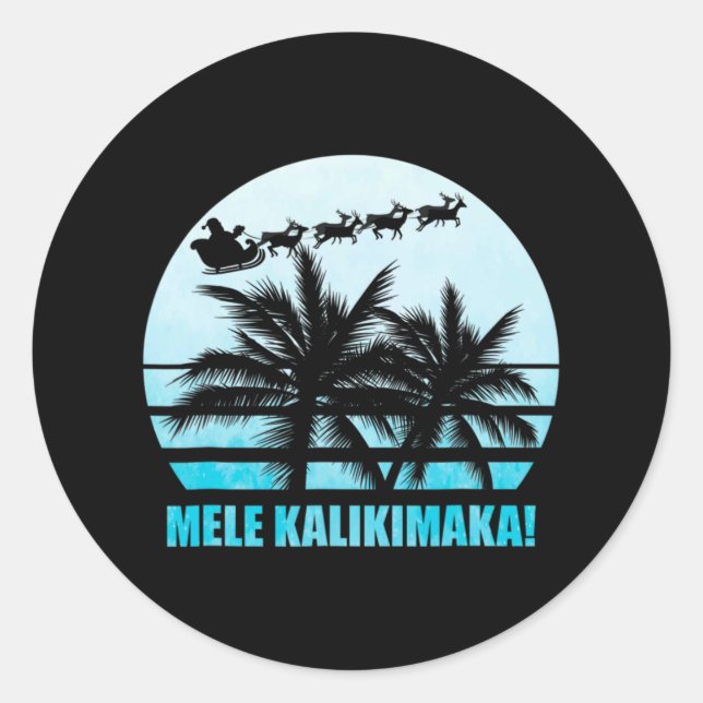 Pegatina Redonda Familia Navidades retro de Mele Kalikimaka va (Anverso)