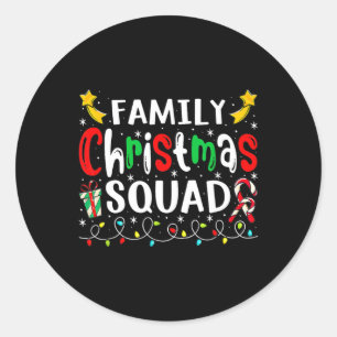 Pegatina Redonda Familia Navidades Santa Hat Crew Fun Mujeres Hombr